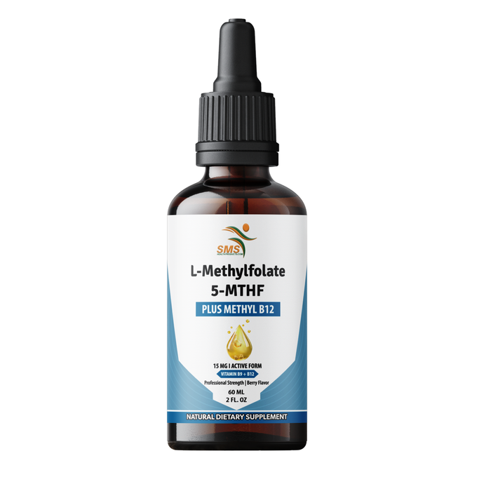 L-Methylfolate 15mg + Methyl B12 Liquid Drops – High Potency Sublingual Formula with Natural Berry Flavor – Active 5-MTHF & Bioactive B12 for Mood, Cognitive Health & Methylation Support (2oz)