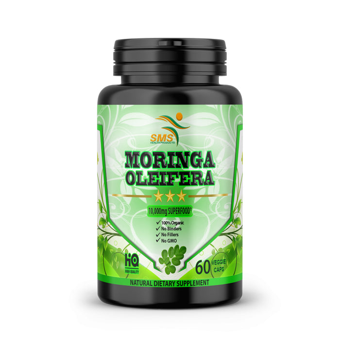Moringa Capsules Equiv to 10,000 mg Moringa Powder - Immune Support Green Superfood Moringa Oleifera Pills Rich Antioxidant Properties Vegan Friendly Anti Aging Support - 60 Veggie Capsules by SMS