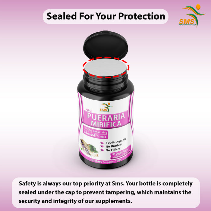 Pure Pueraria Mirifica Supplement 500mg Root Extract Powder Capsules Promotes Women’s Health, Organic Natural Herbal