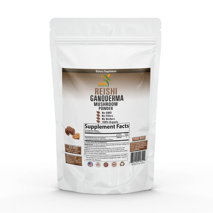 ORGANIC REISHI MUSHROOM GANODERMA 15:1 EXTRACT 60% POLYSACCHARIDES POWDER 100g