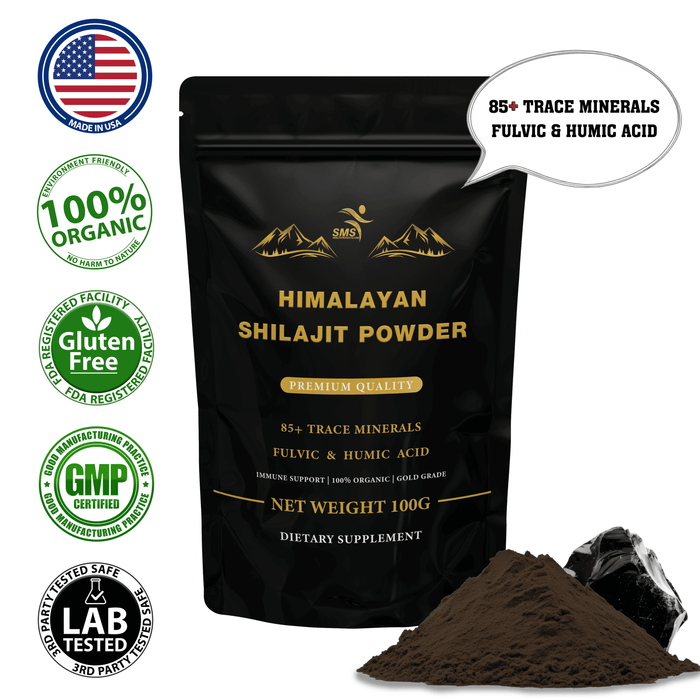 Shilajit Pure Himalayan Powder (Fulvic Acid Supplement) Organic Shilajit Extract , 100g (85+ Trace Minerals, No Fillers, No Binders)