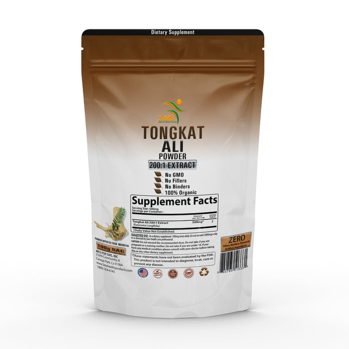 Tongkat Ali (LongJack) Extract 200:1 Concentrate Powder Maximum Strength by SMS, 100 Grams, Premium Longjack Supplement for Men and Women, Vegan
