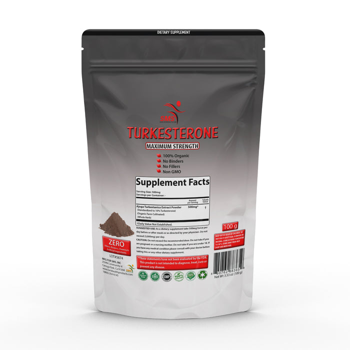 Turkesterone Extract Powder Standardized 10% Turkesterone - High Potency, Organic - Muscle Growth, Energy & Memory Support - 100g (3.53oz)