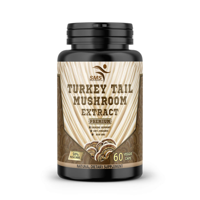 Turkey Tail, 60 CapsulesNatural Immune System and Digestive Support, Daily Mushroom Supplement, Organic, 30 Servings, Non GMO