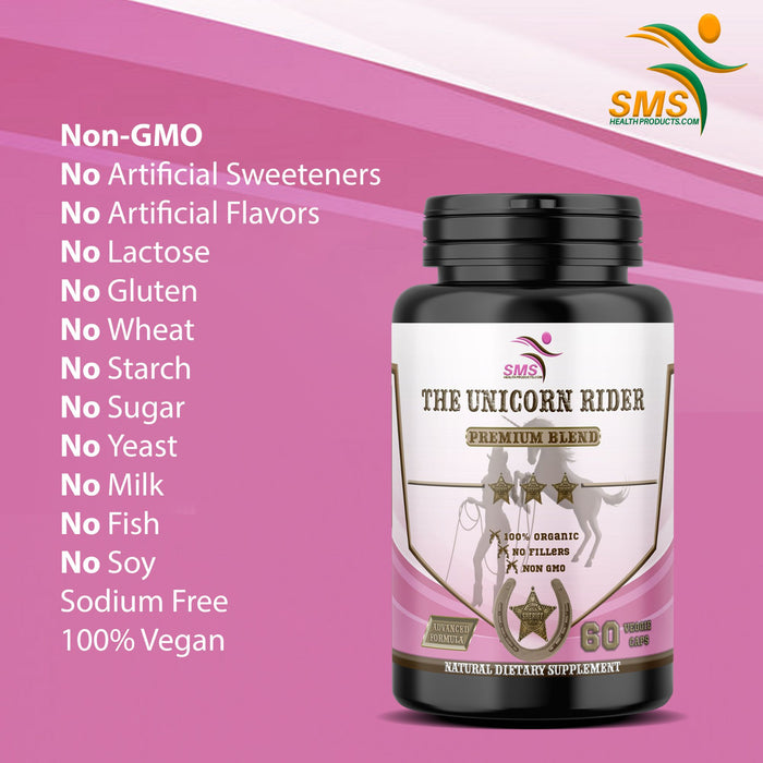 Unicorn Rider with Tongkat Ali, Tribulus, Black Ginseng & Fenugreek, Vegetarian, The Unicorn rider Supplement , Women's Performance Aid Pills 60 Veggie Capsules