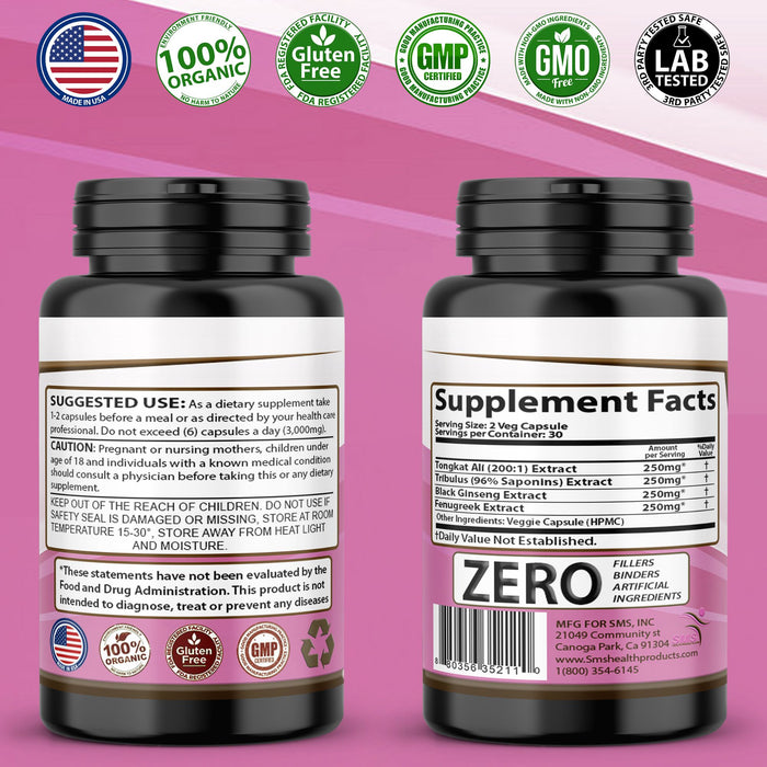 Unicorn Rider with Tongkat Ali, Tribulus, Black Ginseng & Fenugreek, Vegetarian, The Unicorn rider Supplement , Women's Performance Aid Pills 60 Veggie Capsules