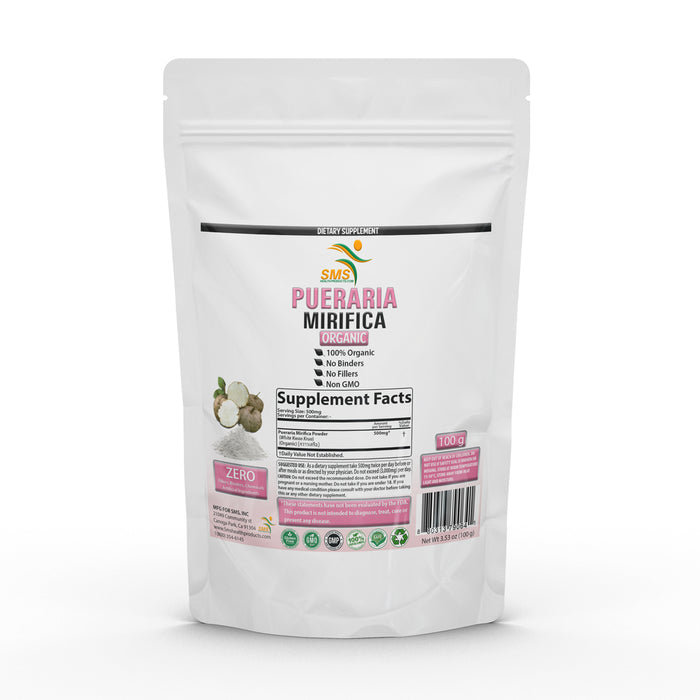 Potent Pueraria Mirifica White Kwao Krua Kao Powder, Promotes Women's Health | Imported from Thailand | Organic, Non GMO, Gluten Free Supplement | by SMS