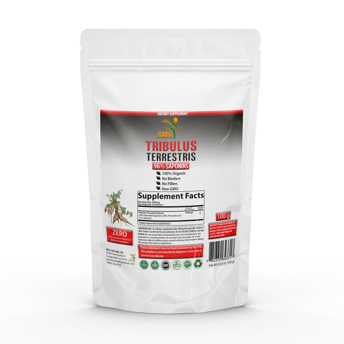 Tribulus Terrestris for Men (96% Saponins) 15:1 Extract Powder (100g) Vegetarian, Gluten-Free, Non-GMO
