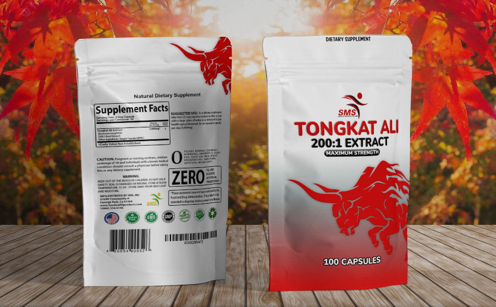 Tongkat Ali 200:1 Concentrate Extract, Premium Longjack, Pasak Bumi Supplement for Men and Women, Organic, Vegan 100 Veggie Caps