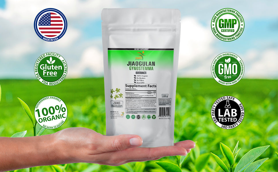 Certified Organic Jiaogulan (Gynostemma) High Potency 4:1 Extract Powder 100g/227g