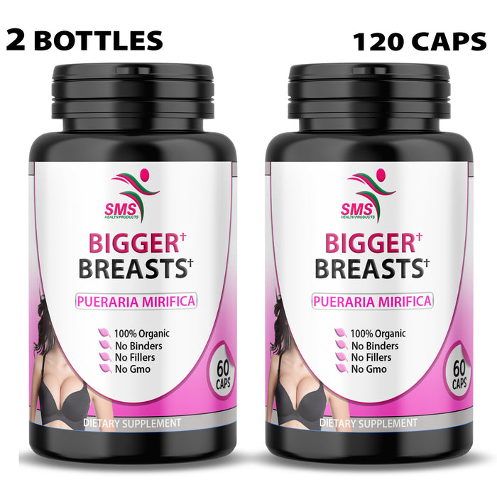 Bigger Breasts by SMS Pueraria Mirifica Supplement 500mg Root Extract Powder Veggie Capsules Promotes Women's Health, Organic Natural Herbal