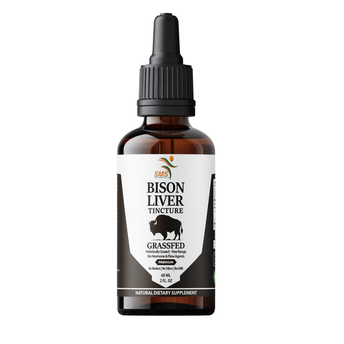 Grass Fed Bison Liver Tincture Supports Energy Production, Digestion, Detoxification, Immunity, Natural Iron Non-GMO - Health Supplement Herbal Drops 2 Fl Oz