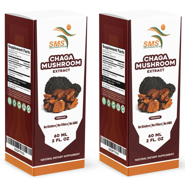 Chaga Mushroom Drops (Inonotus obliquus) | Alcohol-Free Tincture | Herbal Supplement | Vegan | 2 fl oz Liquid Extract