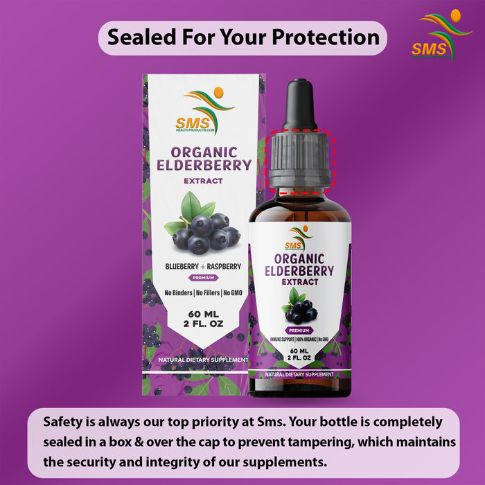 Elderberry Liquid Drops - Organic, No Fillers, No Binders - Immune Support Tincture Supplement for Adults - Vegan, Non-GMO, Gluten Free, Made in USA | 2 Fl Oz