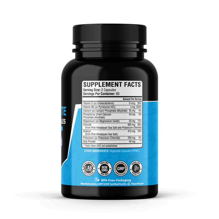 Electrolyte Capsules, Hydration Support, No Fillers, Magnesium, Potassium, Sodium & Chloride, Keto Friendly, Vegan, Made in USA, 120 Capsules