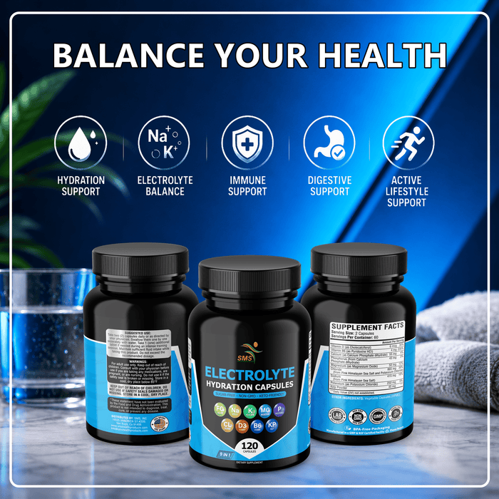 Electrolyte Capsules, Hydration Support, No Fillers, Magnesium, Potassium, Sodium & Chloride, Keto Friendly, Vegan, Made in USA, 120 Capsules
