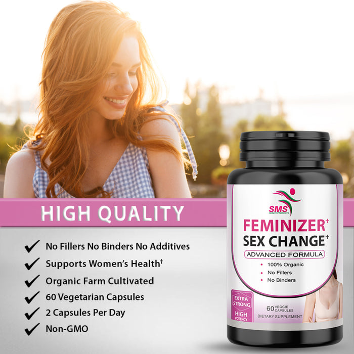 Feminizer Sex Change by SMS Pueraria Mirifica Supplement 500mg Root Extract Powder 60 Veggie Capsules Promotes Women's Health, Organic Natural Herbal