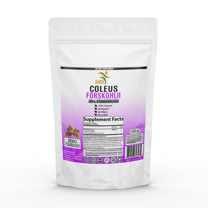 PURE Forskolin Extract Powder 20% Standardized Coleus Forskohlii Organic 100g/227G