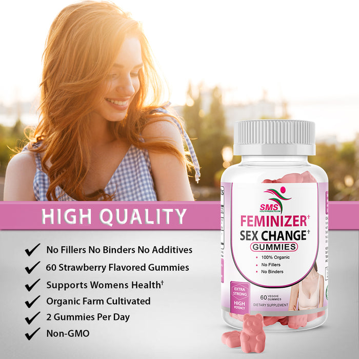 Organic Feminizer Sex Change Pueraria Mirifica Dietary Supplement 60 Gummies Strawberry Flavored