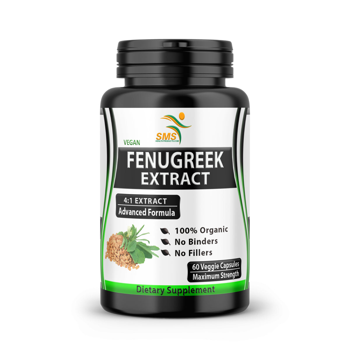 Fenugreek Pills Capsules, 2000mg Daily Extract 60 Veggie Capsules Orga