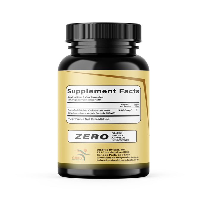 Grass Fed Beef Colostrum Supplement, 3000 mg, Offers Immune Support and Promotes Gut Health, Athletic Performance, Healthy Iron Levels, Non GMO, 180 Capsules