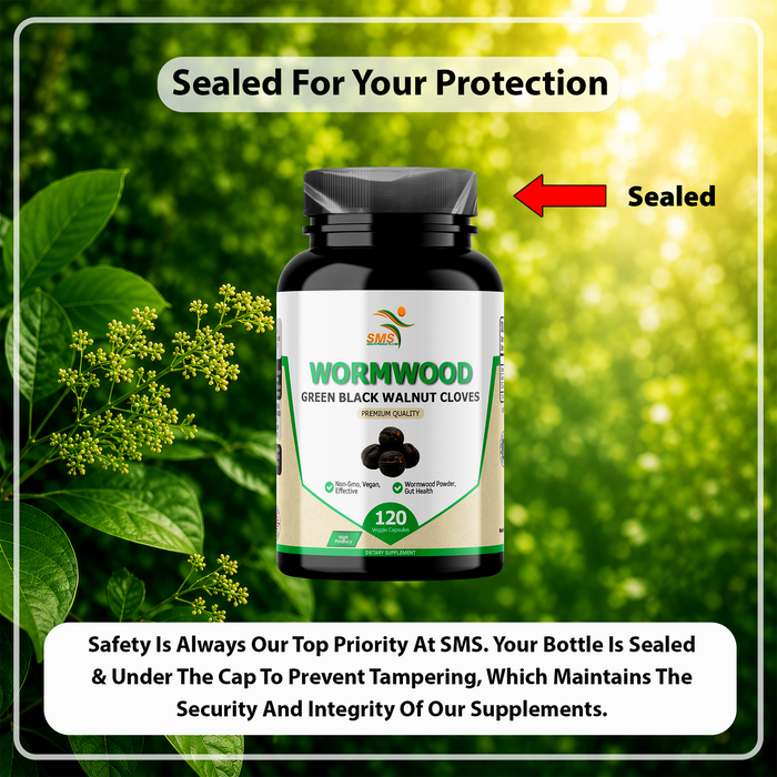 Wormwood Black Walnut & Clove Capsules, No Fillers, Herbal Cleanse Supplement for Digestive Support & Wellness, 120 Veggie Capsules