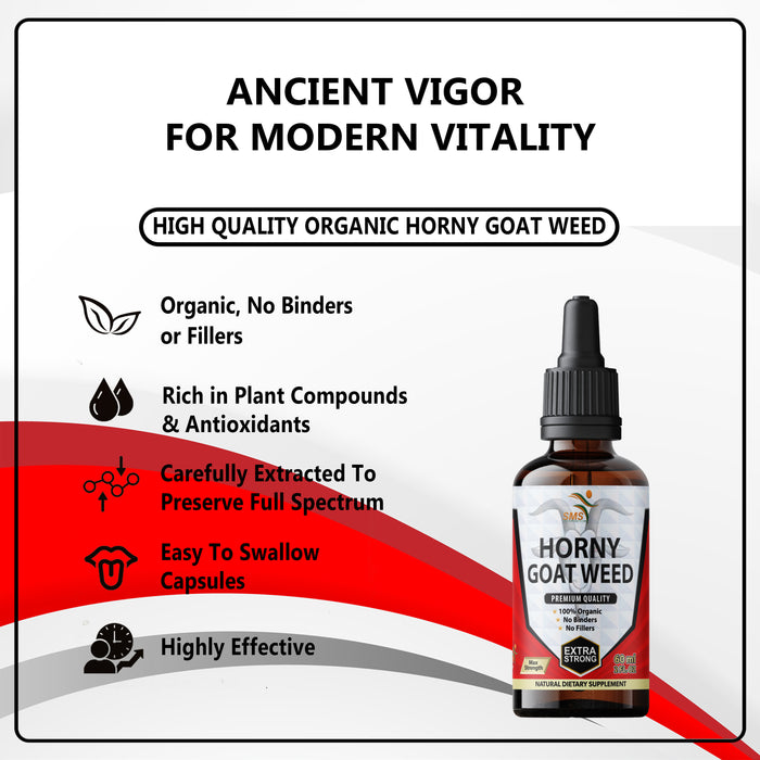 Horny Goat Weed Tincture Herbal Drops Men's Dietary Supplement 2 Fl Oz By SMS