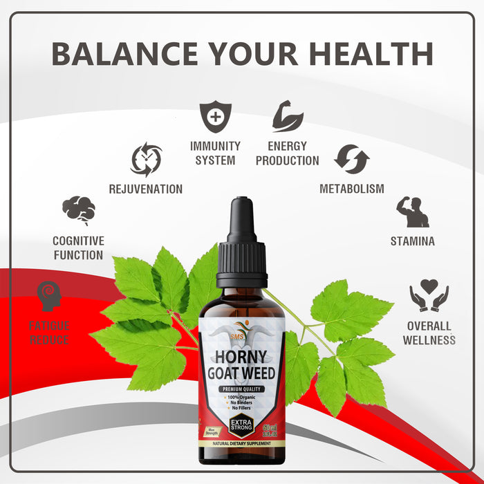 Horny Goat Weed Tincture Herbal Drops Men's Dietary Supplement 2 Fl Oz By SMS