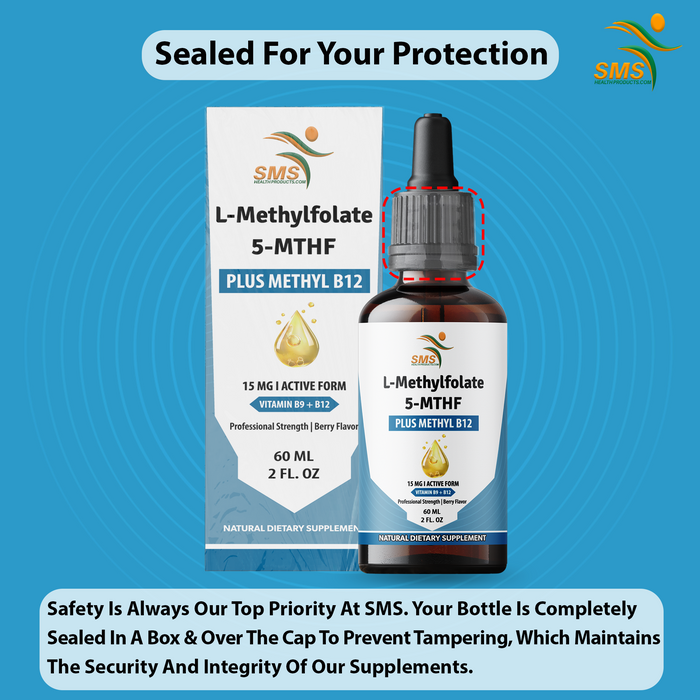 L-Methylfolate 15mg + Methyl B12 Liquid Drops – High Potency Sublingual Formula with Natural Berry Flavor – Active 5-MTHF & Bioactive B12 for Mood, Cognitive Health & Methylation Support (2oz)