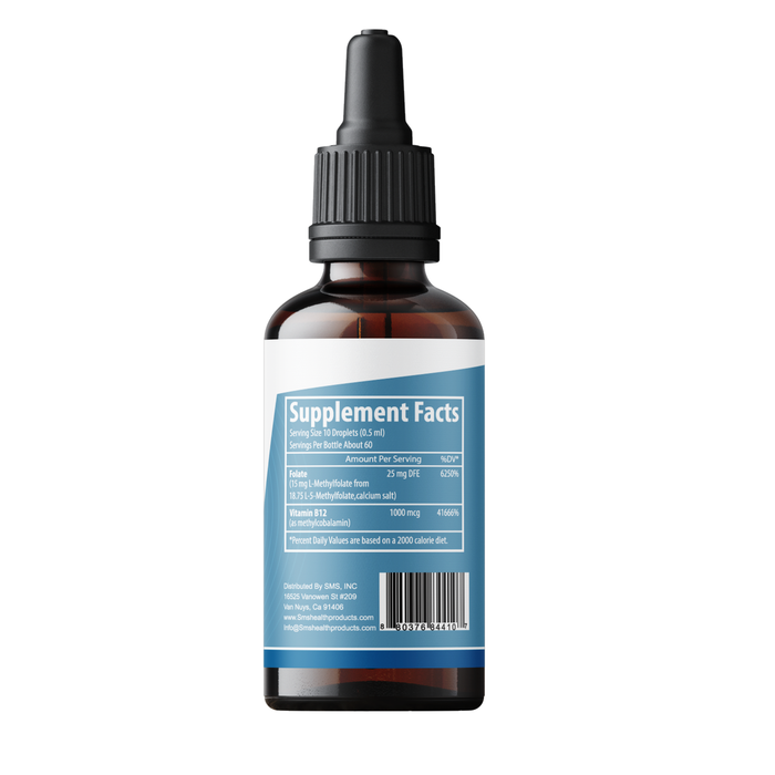 L-Methylfolate 15mg + Methyl B12 Liquid Drops – High Potency Sublingual Formula with Natural Berry Flavor – Active 5-MTHF & Bioactive B12 for Mood, Cognitive Health & Methylation Support (2oz)