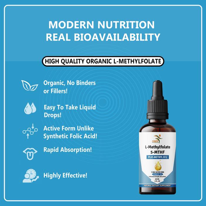 L-Methylfolate 15mg + Methyl B12 Liquid Drops – High Potency Sublingual Formula with Natural Berry Flavor – Active 5-MTHF & Bioactive B12 for Mood, Cognitive Health & Methylation Support (2oz)