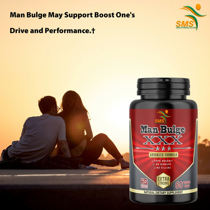 Man Bulge with Tongkat Ali, Tribulus, Black Ginseng & Fenugreek, Vegetarian, Man Bulge Supplement , Mens Performance Aid Pills 60 Veggie Capsules