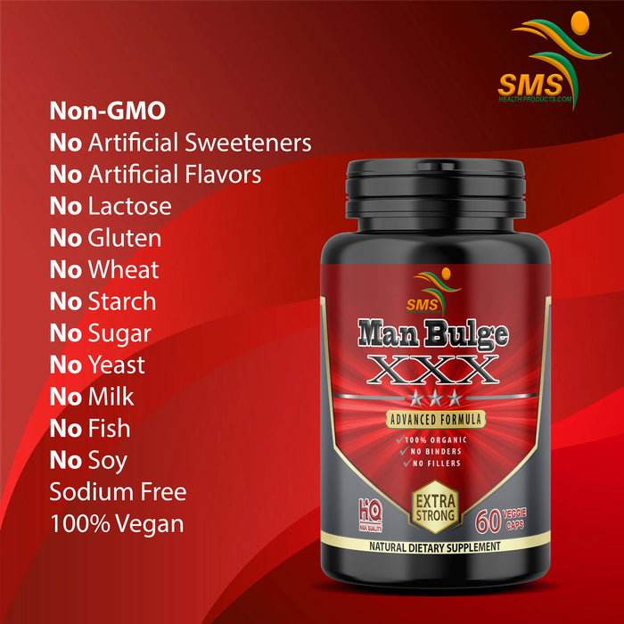 Man Bulge with Tongkat Ali, Tribulus, Black Ginseng & Fenugreek, Vegetarian, Man Bulge Supplement , Mens Performance Aid Pills 60 Veggie Capsules