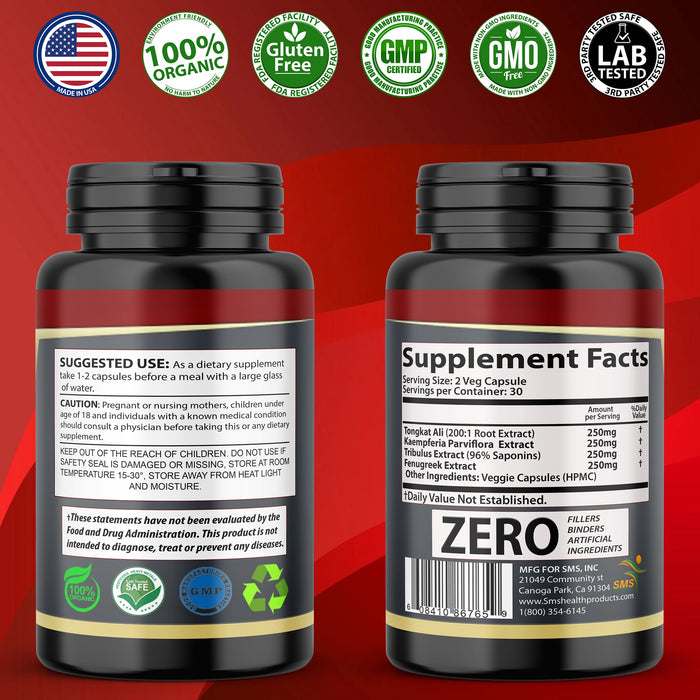 Man Bulge with Tongkat Ali, Tribulus, Black Ginseng & Fenugreek, Vegetarian, Man Bulge Supplement , Mens Performance Aid Pills 60 Veggie Capsules