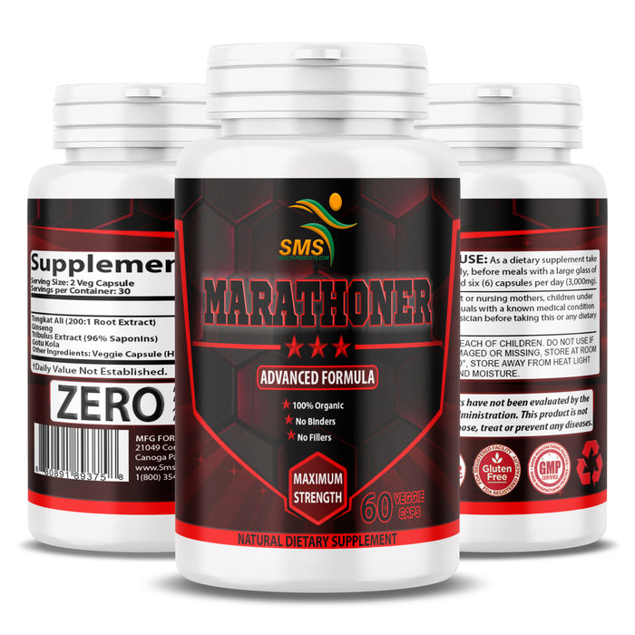 Marathoner Male Dietary Supplement Organic 60 Veggie Capsules NON GMO