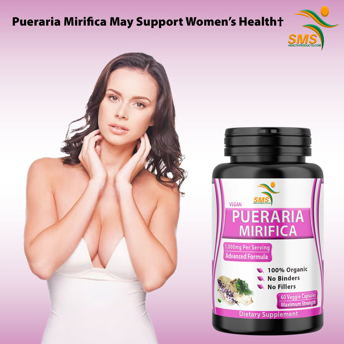 Pure Pueraria Mirifica Supplement 500mg Root Extract Powder Capsules Promotes Women’s Health, Organic Natural Herbal