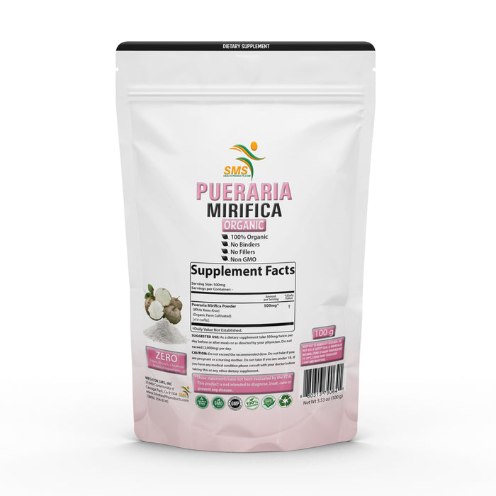 Potent Pueraria Mirifica White Kwao Krua Kao Powder, Promotes Women's Health | Imported from Thailand | Organic, Non GMO, Gluten Free Supplement | by SMS