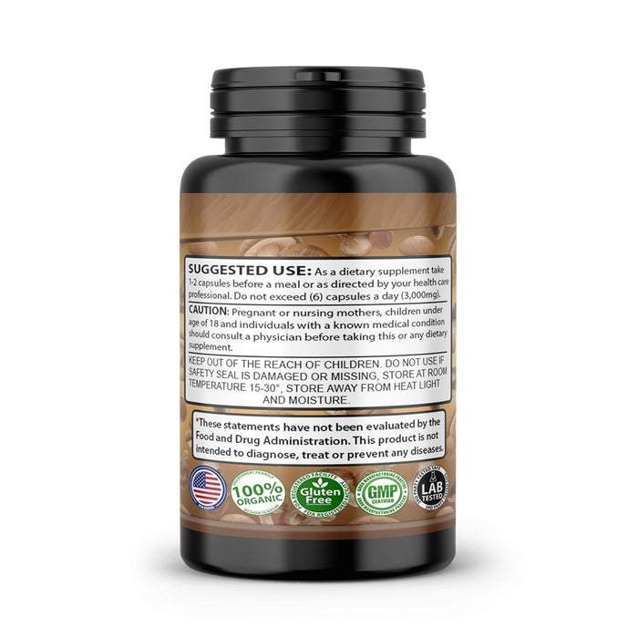 Shiitake Mushroom Pills - Dietary Supplement Extract with 30% Polysaccharides for Energy & Immune Support Vegan Supplement, Non-GMO, 60 Capsules
