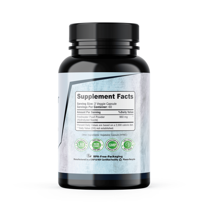 Natural Pearl Powder Capsules - Fresh Water Pure Pearl Powder Supplement 120 Capsules