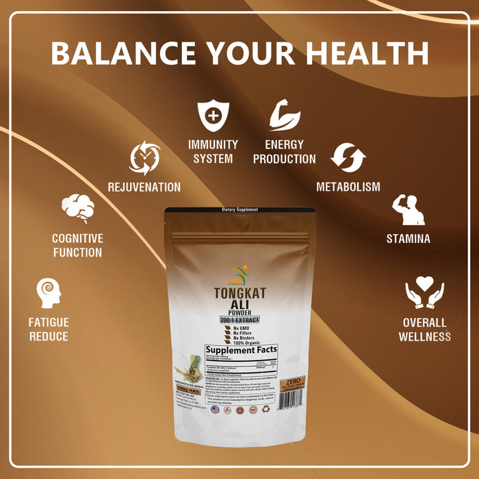 Tongkat Ali (LongJack) Extract 200:1 Concentrate Powder Maximum Strength by SMS, 100 Grams, Premium Longjack Supplement for Men and Women, Vegan