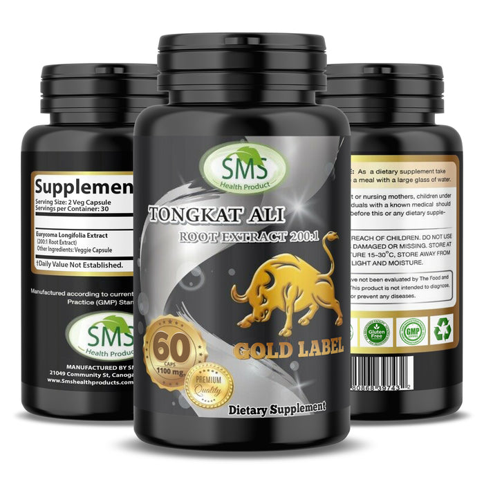 Tongkat Ali Root Extract - 200:1 - Potent Effective Natural, 60 Capsules (AKA Longjack, Eurycoma Longifolia,