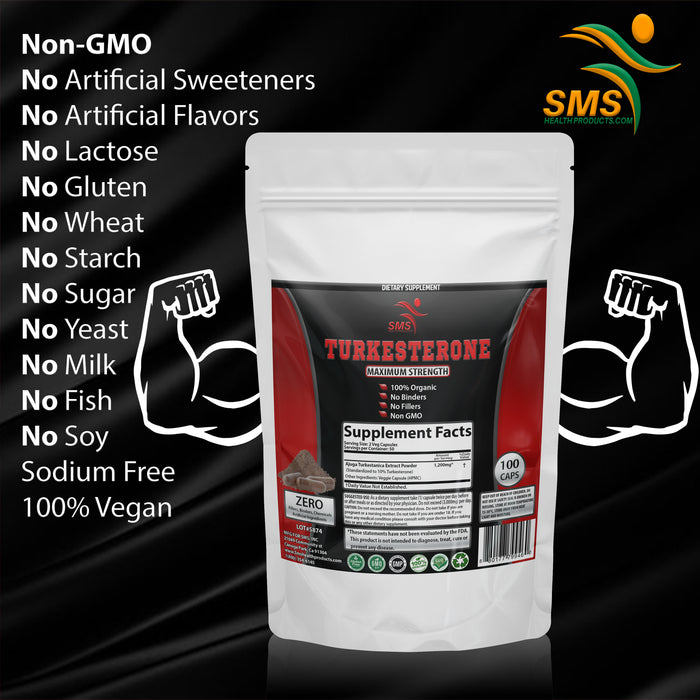 100 Veggie Caps Turkesterone 600mg Supplement, AKA (Ajuga Turkestanica Extract Std. to 10%), Helps Promote Muscle Growth,