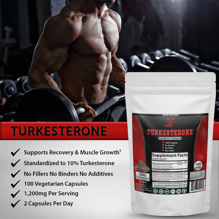 100 Veggie Caps Turkesterone 600mg Supplement, AKA (Ajuga Turkestanica Extract Std. to 10%), Helps Promote Muscle Growth,