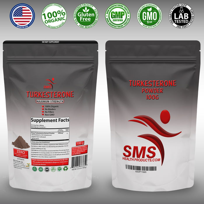 Turkesterone Extract Powder Standardized 10% Turkesterone - High Potency, Organic - Muscle Growth, Energy & Memory Support - 100g (3.53oz)