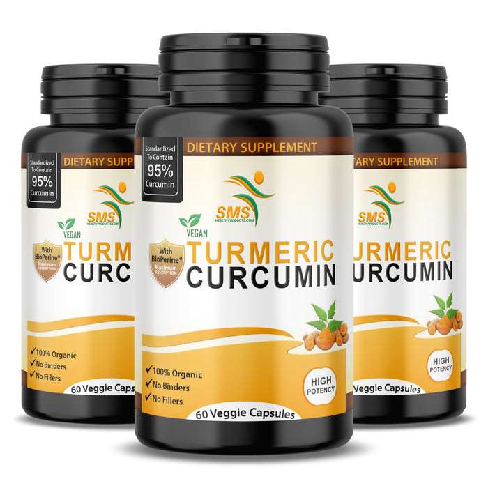 Turmeric Curcumin 15,000mg Extract With BBIOPERINE (BLACK PEPPER) 95% Curcuminoids ORGANIC 60CT