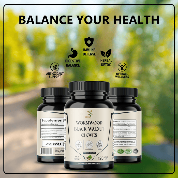 Wormwood Black Walnut Clove Capsules – Herbal Detox & Cleanse Supplement, 120 Capsules for Digestive Support and Wellness