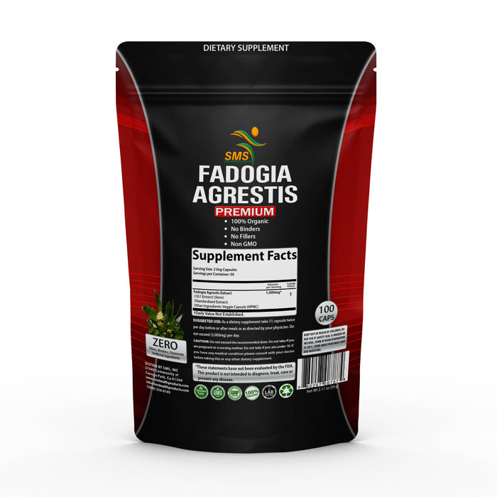 Fadogia Agrestis Extract Pills (Maximum Strength) 1,000mg Servings | Supports Athletic Performance, Strength, Drive | Organic, Non GMO, Third Party Tested, Gluten Free Supplement | 100 Veggie Capsules