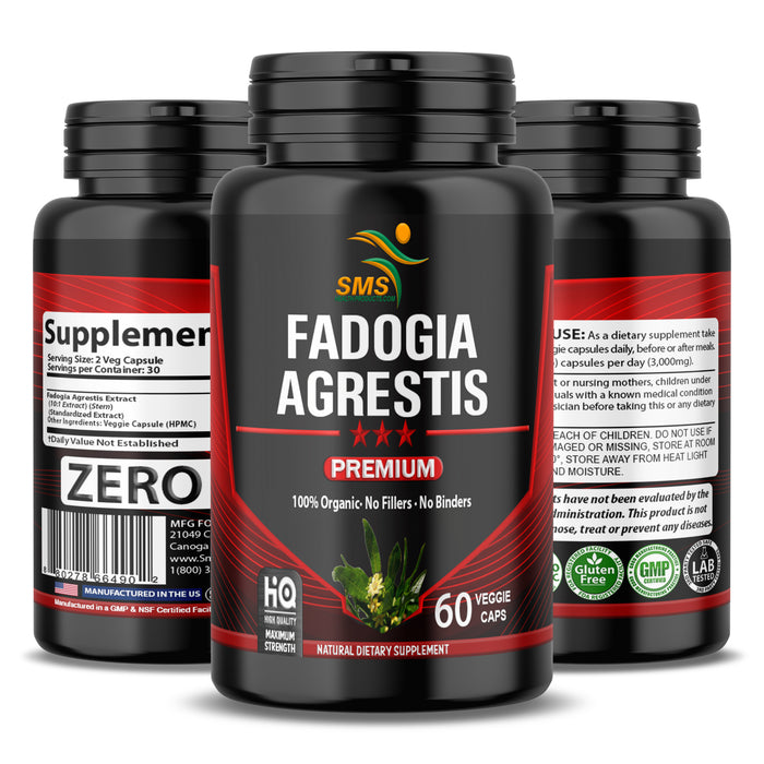 Fadogia Agrestis Extract Pills (Maximum Strength) 1,000mg Servings | Supports Athletic Performance, Strength, Drive | Organic, Non GMO, Third Party Tested, Gluten Free Supplement, 60 Veggie Caps