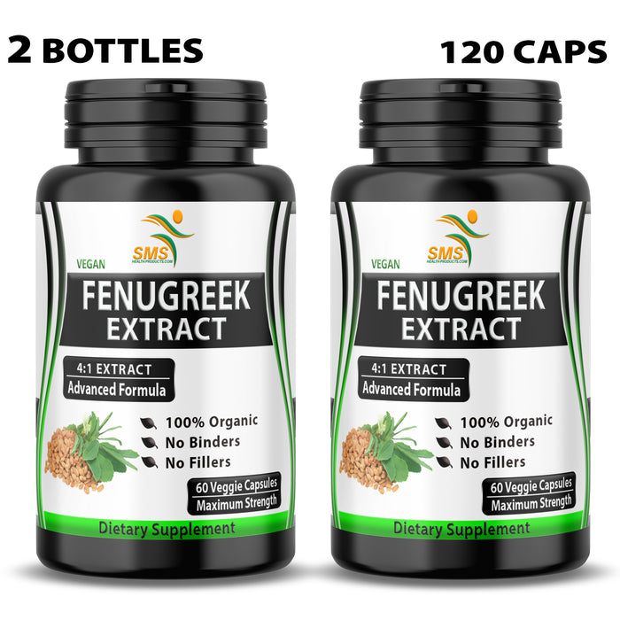 Fenugreek Pills Capsules, 2000mg Daily Extract 60 Veggie Capsules Organic Non GMO