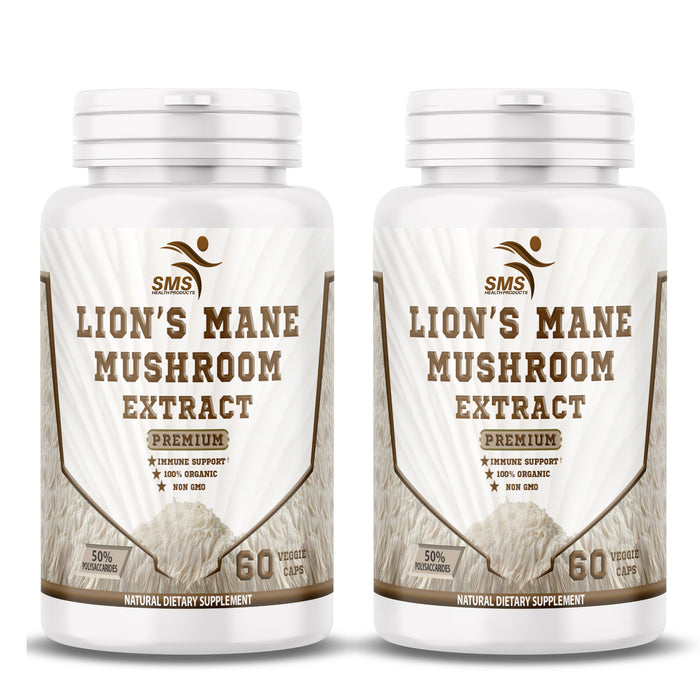 Lions Mane Mushroom Capsules (60 Capsules) Lions Mane Mushroom Powder Extract Capsules | Brain Supplement, Brain Vitamins, Focus Supplement